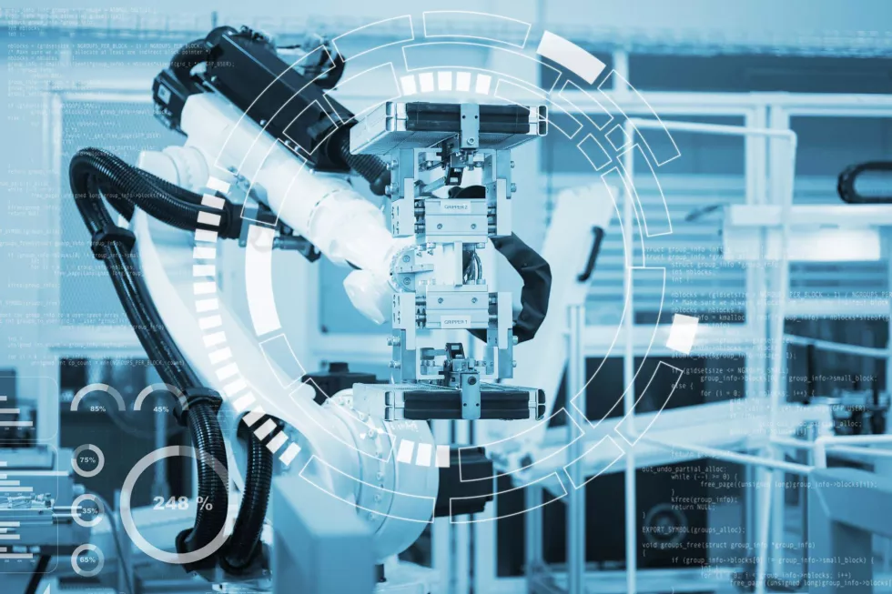 robot-with-blue-background-that-says-future-manufacturing