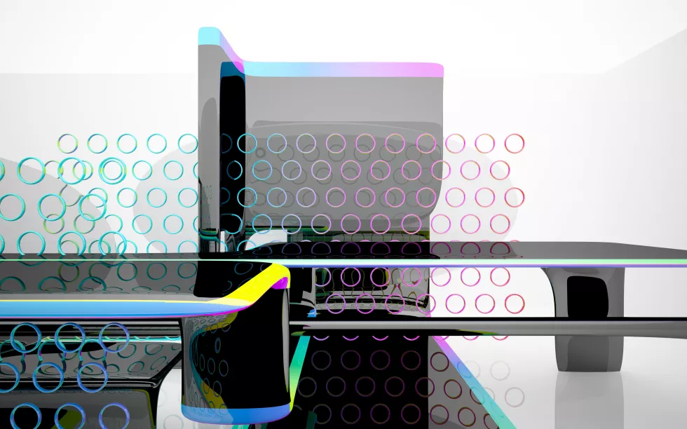 black-table-with-colorful-design-that-says-word-it