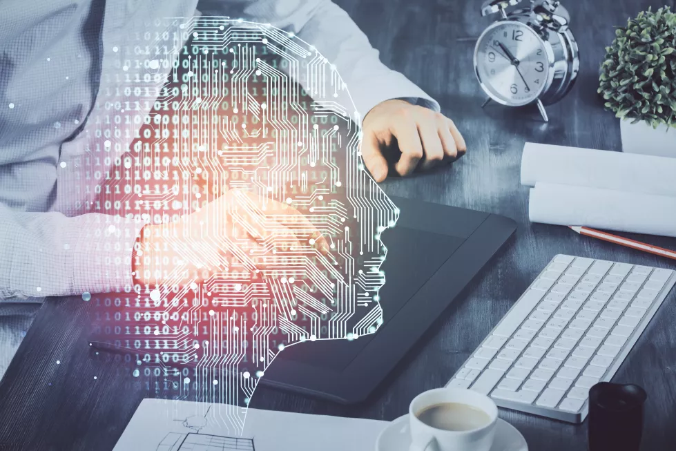 double-exposure-mans-hand-holding-using-digital-device-brain-hologram-drawing-data-concept