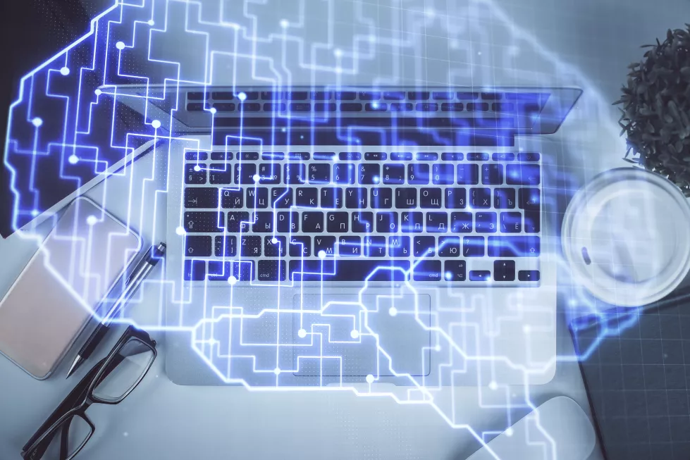 multi-exposure-brain-sketch-hologram-topview-work-table-background-with-computer-concept-big-data