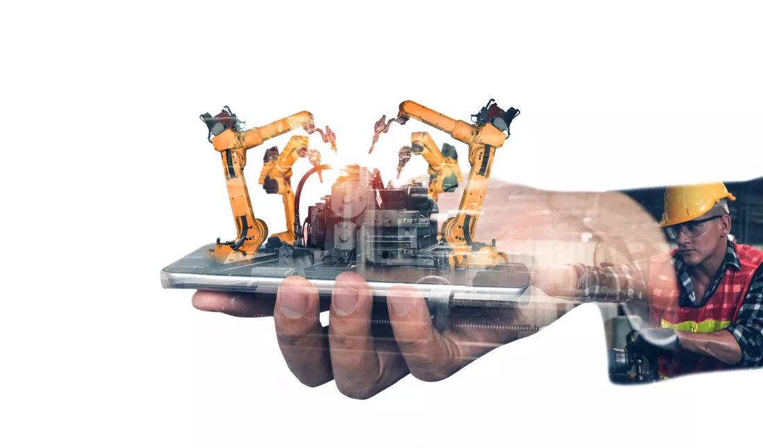mechanized-industry-robot-arm-factory-worker-double-exposure
