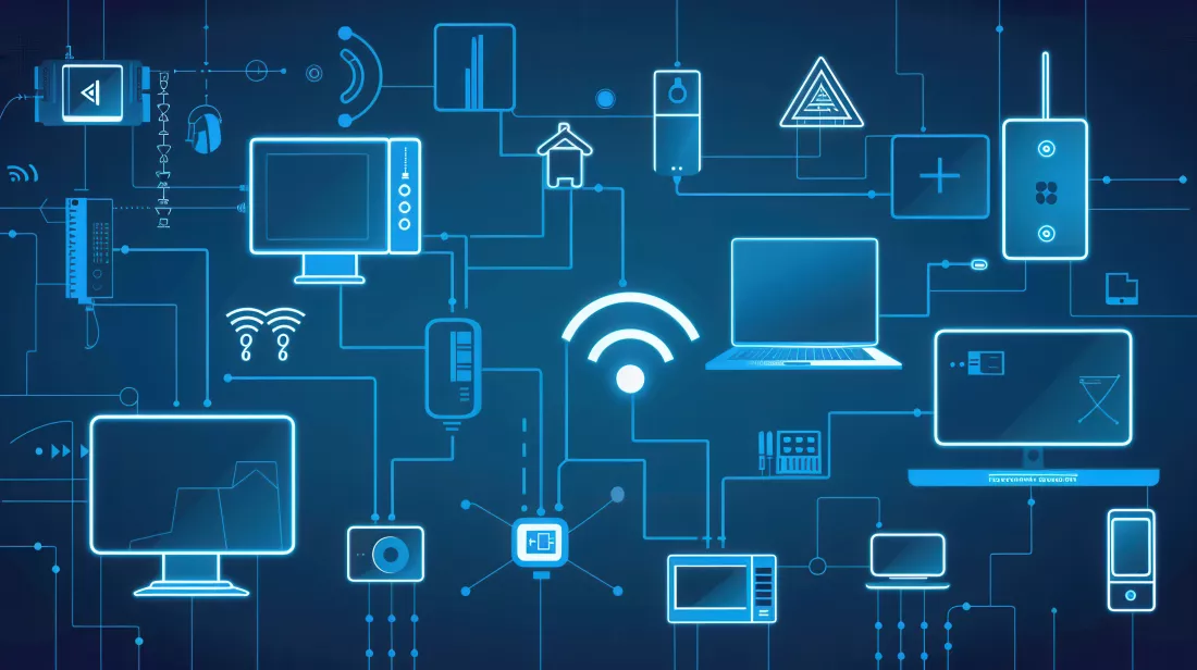 digital-illustration-depicting-network-smart-home-devices-routers-modems-interconnected-by-abstract-lines-representing-data-flow-generative-ai