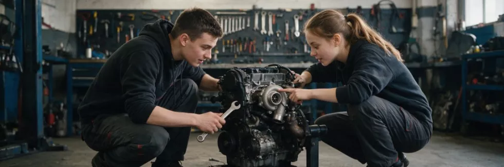 Budowa-i-tuning-samochodow-test-studenci-przy-silniku-z-turbosprezarka