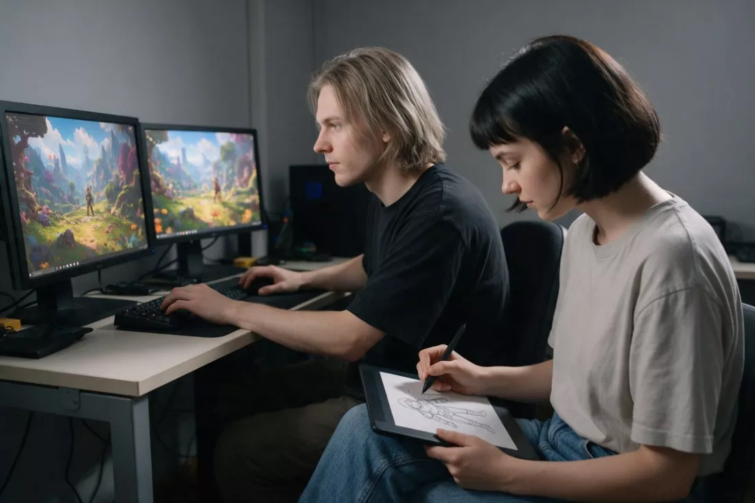 studenci-projektuja-gre-3d-przy-monitorach