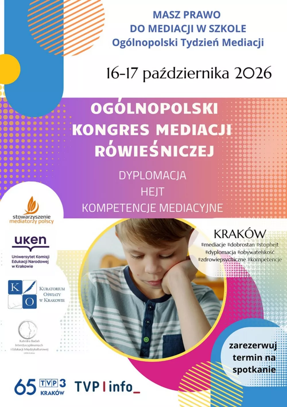 Plakat Ogolnopolskiego Kongresu Mediacji Rowiesniczej 2026 na UKEN