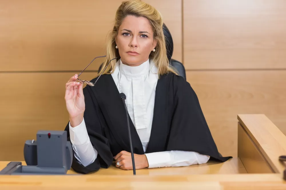 stern-judge-looking-camera