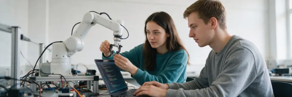 studentka-i-student-programuja-ramie-robota