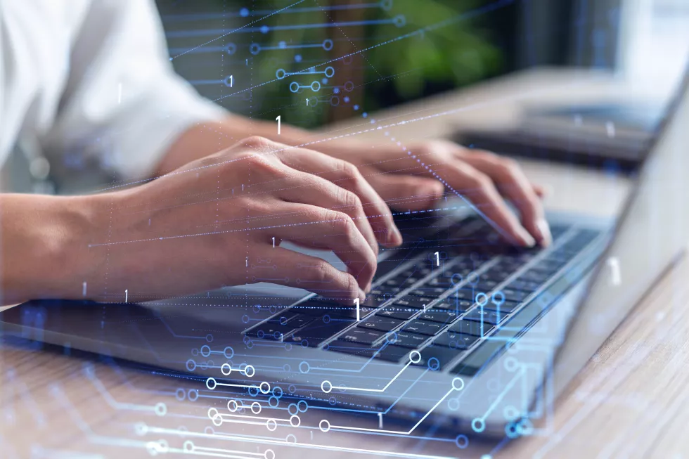 woman-typing-keyboard-create-innovative-software-change-world-provide-completely-new-service-close-up-shot-hologram-tech-graphs-concept-dev-team-formal-wear