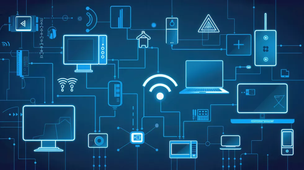 digital-illustration-depicting-network-smart-home-devices-routers-modems-interconnected-by-abstract-lines-representing-data-flow-generative-ai