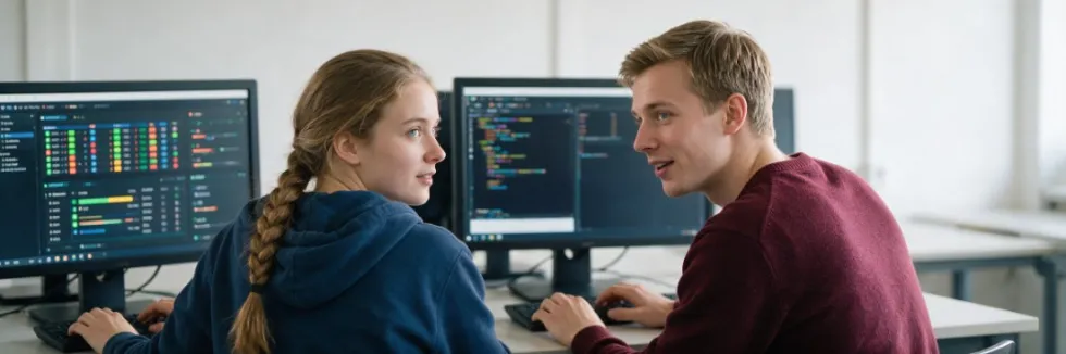 studentka-i-student-monitoruja-infrastrukture-it-przy-monitorach