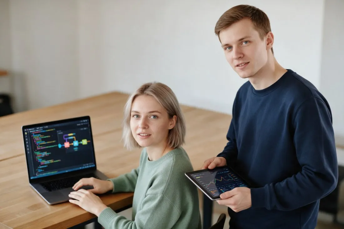 studenci-devops-pracuja-przy-laptopie-i-tablecie-w-salonie-studenckim