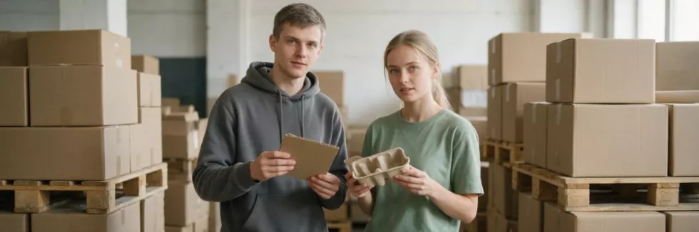 studenci-porownuja-materialy-opakowaniowe-w-magazynie