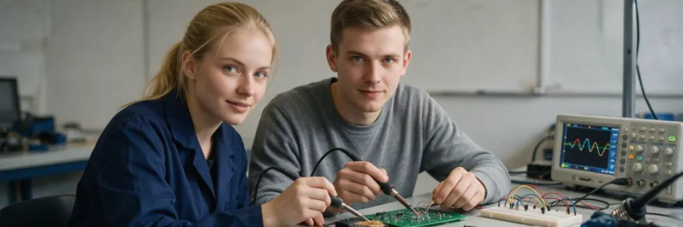 studenci-elektroniki-lutuja-plytke-drukowana-w-laboratorium