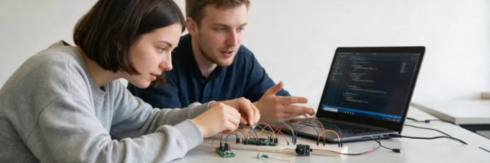 studentka-i-student-programuja-mikrokontroler-z-czujnikami