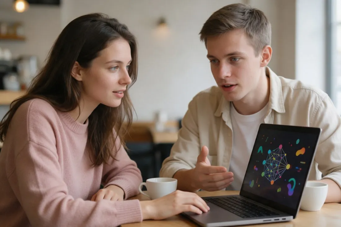 studenci-ai-omawiaja-siec-neuronowa-w-kawiarni