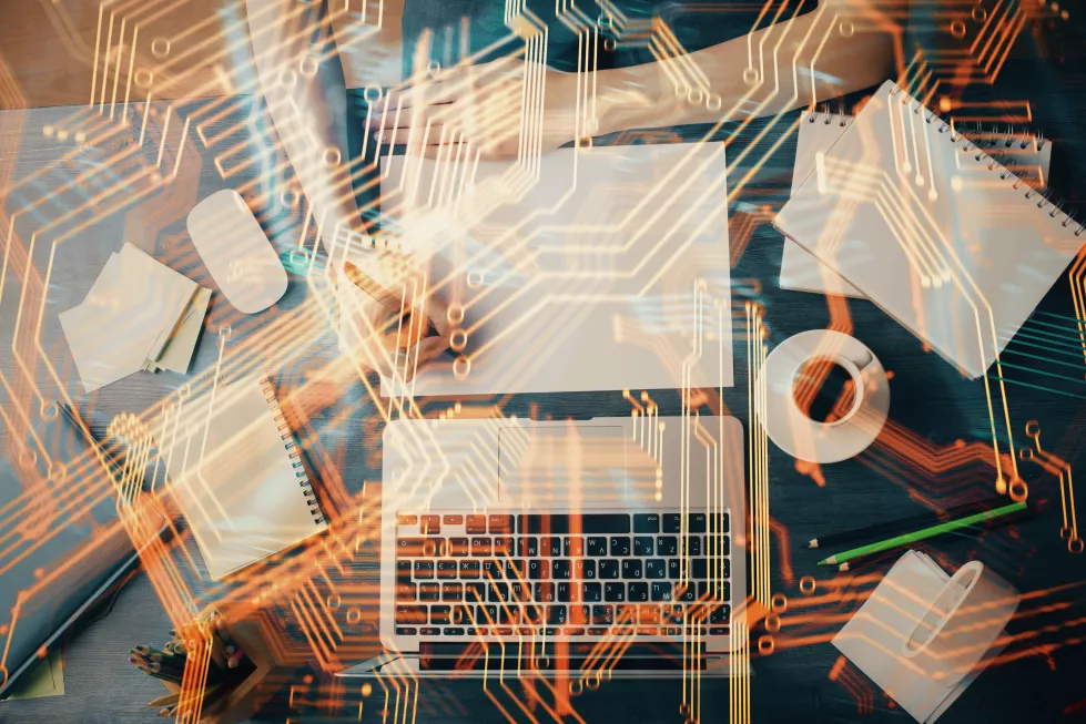 tech-theme-hologram-womans-hands-taking-notes-background-concept-hightech-double-exposure