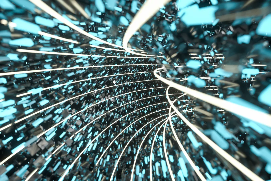 tunnel-made-blocks-technology-background-3d-rendering