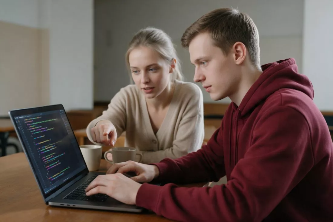 studenci-programuja-w-parze-przy-laptopie