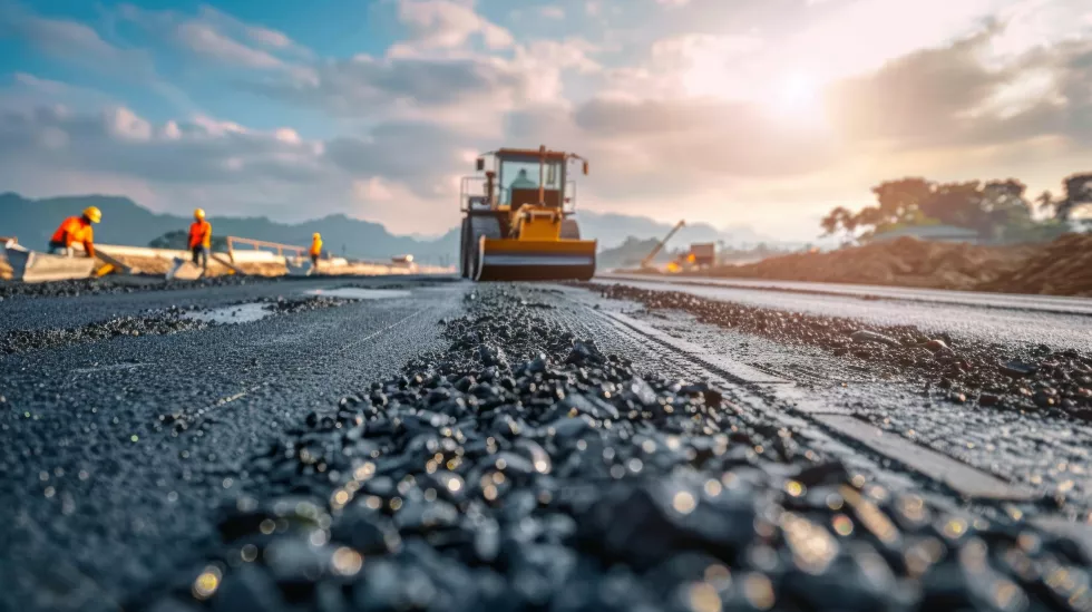 construction-site-with-large-machine-working-road