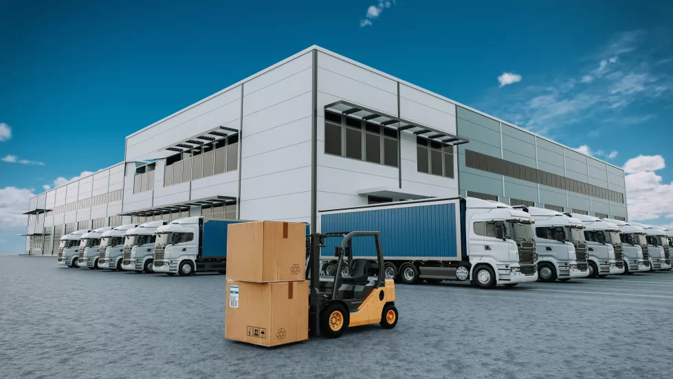 trucks-industry-warehouses3d-rendering-illustration